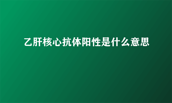 乙肝核心抗体阳性是什么意思