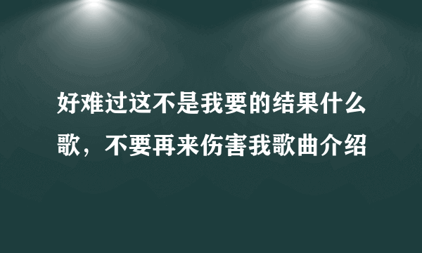 好难过这不是我要的结果什么歌，不要再来伤害我歌曲介绍