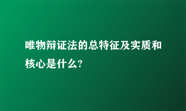 唯物辩证法的总特征及实质和核心是什么?