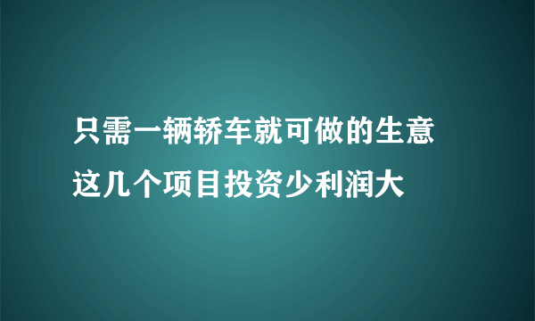 只需一辆轿车就可做的生意 这几个项目投资少利润大