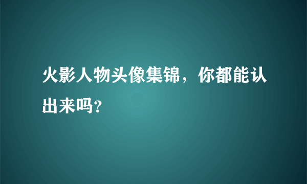 火影人物头像集锦，你都能认出来吗？