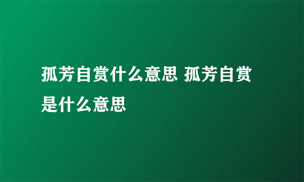 孤芳自赏什么意思 孤芳自赏是什么意思