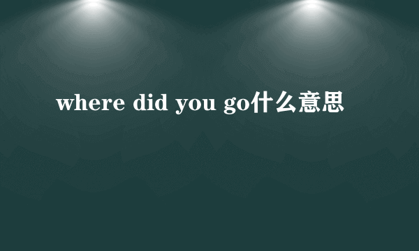 where did you go什么意思