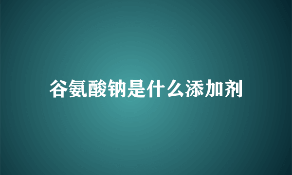 谷氨酸钠是什么添加剂