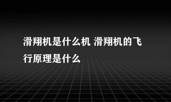 滑翔机是什么机 滑翔机的飞行原理是什么