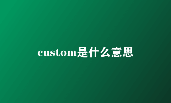 custom是什么意思