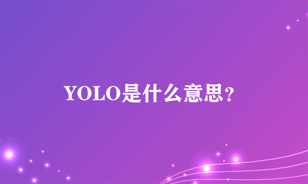 YOLO是什么意思？