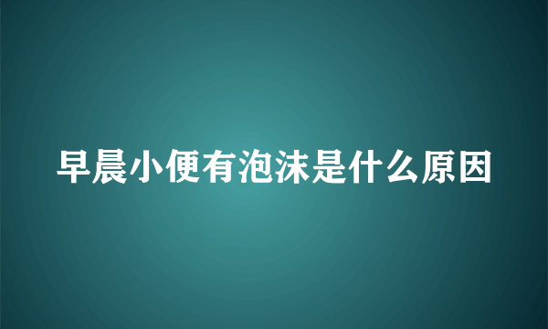 早晨小便有泡沫是什么原因