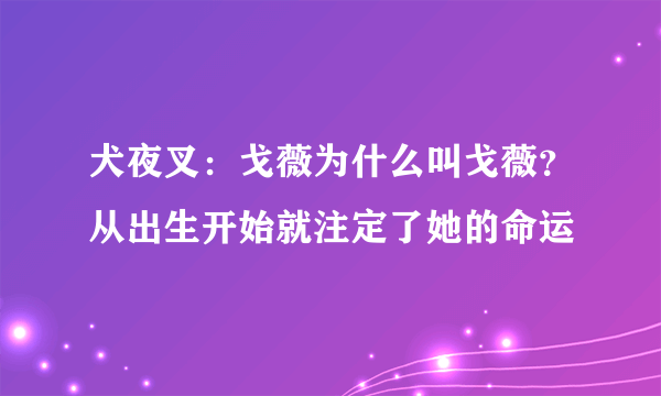 犬夜叉：戈薇为什么叫戈薇？从出生开始就注定了她的命运