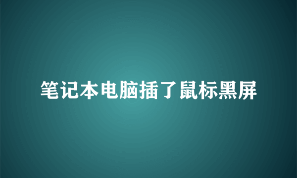 笔记本电脑插了鼠标黑屏