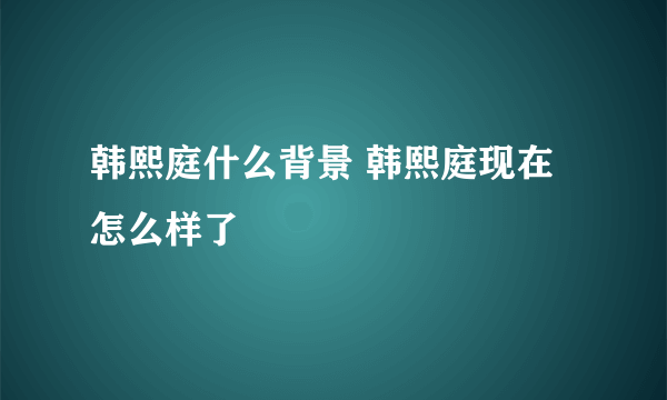 韩熙庭什么背景 韩熙庭现在怎么样了