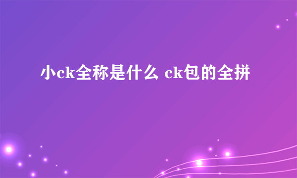 小ck全称是什么 ck包的全拼