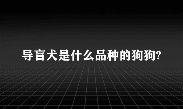 导盲犬是什么品种的狗狗?