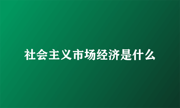 社会主义市场经济是什么