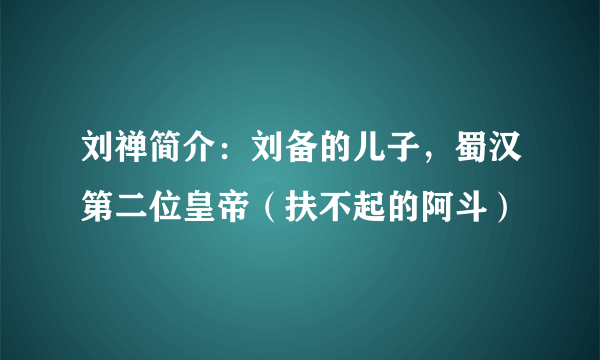 刘禅简介：刘备的儿子，蜀汉第二位皇帝（扶不起的阿斗）