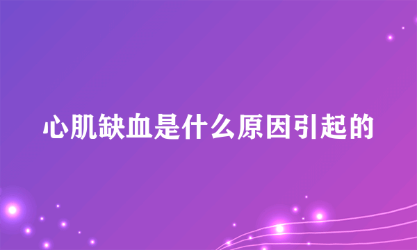 心肌缺血是什么原因引起的