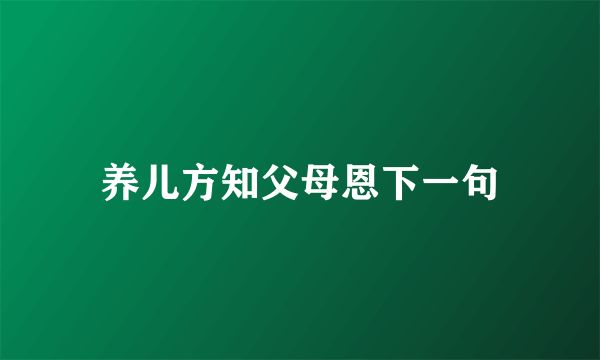 养儿方知父母恩下一句