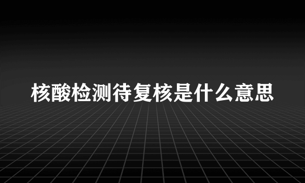 核酸检测待复核是什么意思