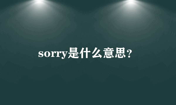 sorry是什么意思？