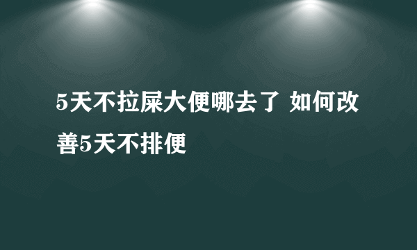 5天不拉屎大便哪去了 如何改善5天不排便