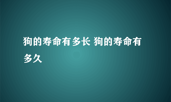 狗的寿命有多长 狗的寿命有多久