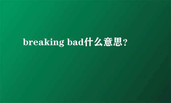 breaking bad什么意思？