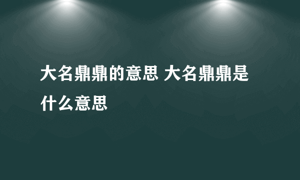 大名鼎鼎的意思 大名鼎鼎是什么意思