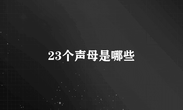 23个声母是哪些