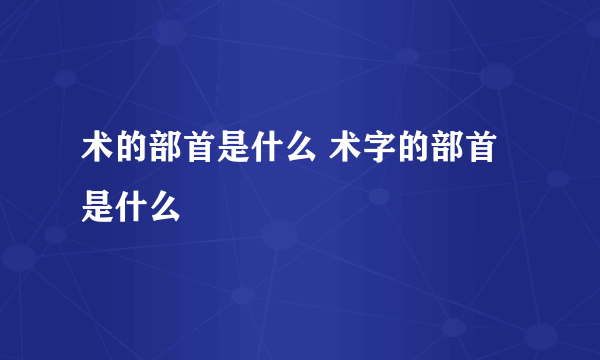 术的部首是什么 术字的部首是什么