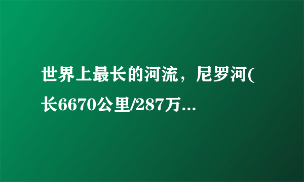 世界上最长的河流，尼罗河(长6670公里/287万平方千米)