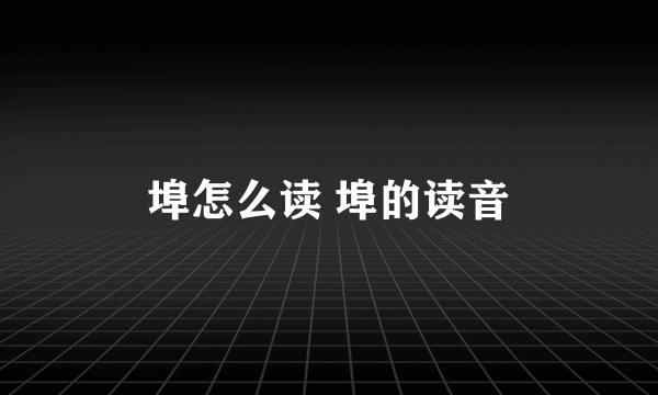 埠怎么读 埠的读音