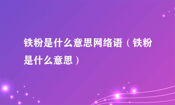 铁粉是什么意思网络语（铁粉是什么意思）