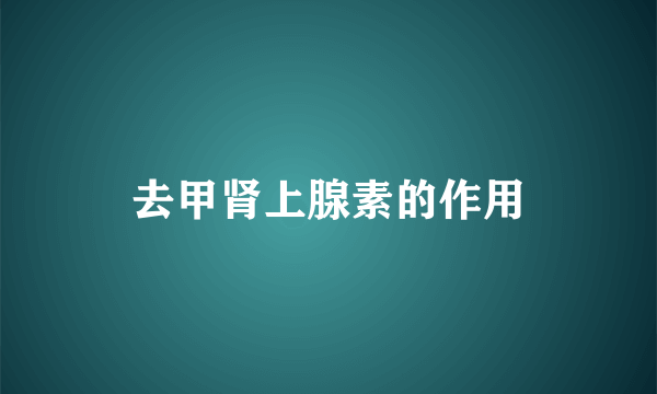 去甲肾上腺素的作用