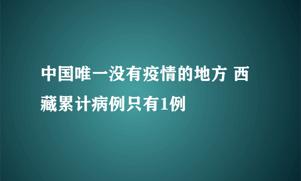 中国唯一没有疫情的地方 西藏累计病例只有1例