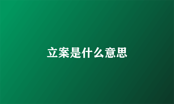 立案是什么意思