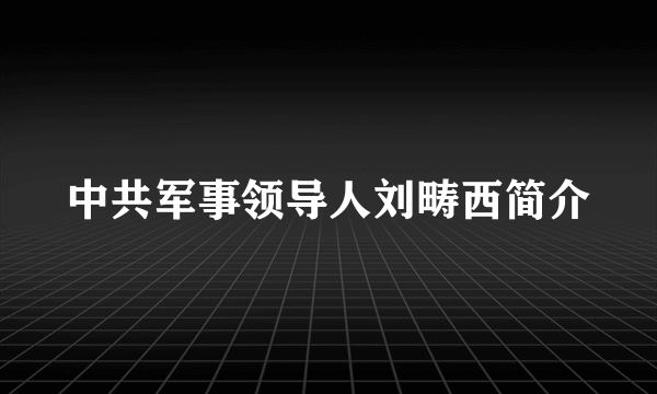 中共军事领导人刘畴西简介