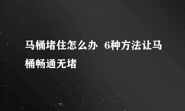 马桶堵住怎么办  6种方法让马桶畅通无堵