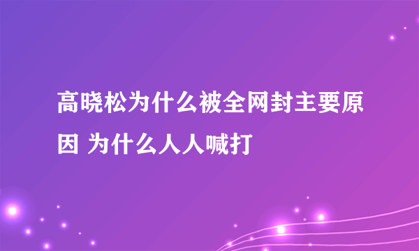 高晓松为什么被全网封主要原因 为什么人人喊打