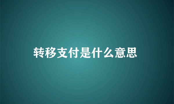 转移支付是什么意思 