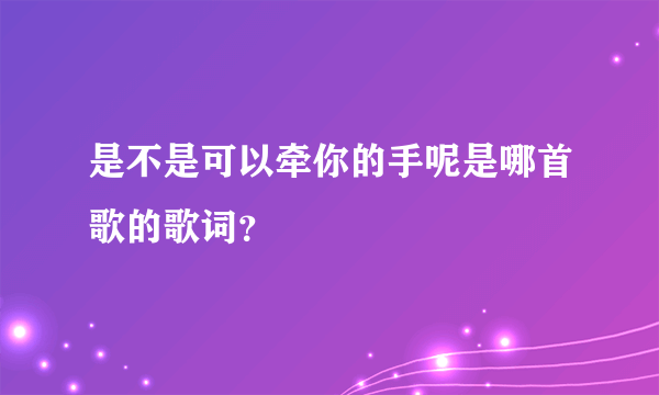 是不是可以牵你的手呢是哪首歌的歌词？