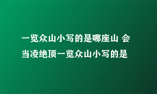 一览众山小写的是哪座山 会当凌绝顶一览众山小写的是