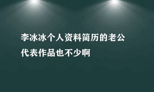 李冰冰个人资料简历的老公 代表作品也不少啊