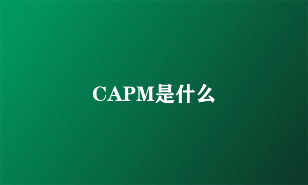 CAPM是什么