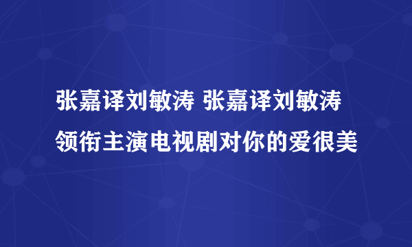 张嘉译刘敏涛 张嘉译刘敏涛领衔主演电视剧对你的爱很美