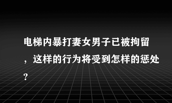 电梯内暴打妻女男子已被拘留，这样的行为将受到怎样的惩处？