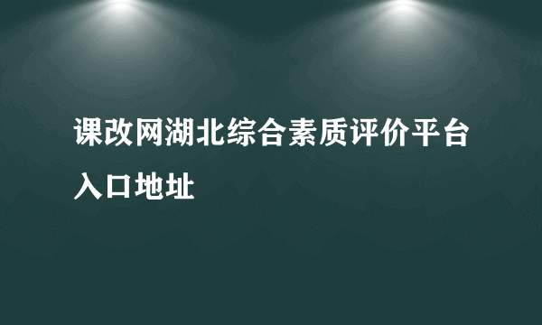 课改网湖北综合素质评价平台入口地址