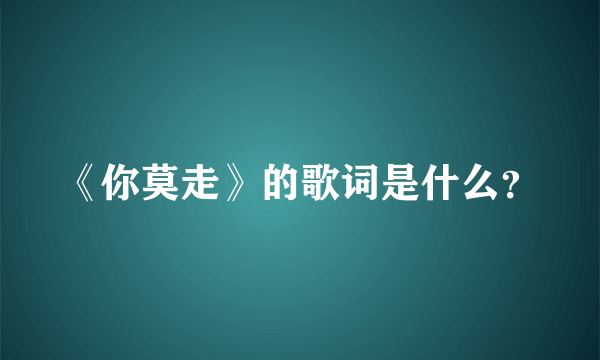 《你莫走》的歌词是什么？