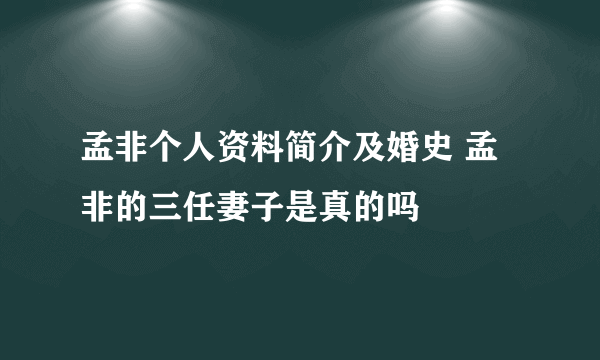 孟非个人资料简介及婚史 孟非的三任妻子是真的吗