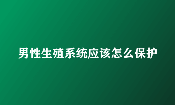 男性生殖系统应该怎么保护