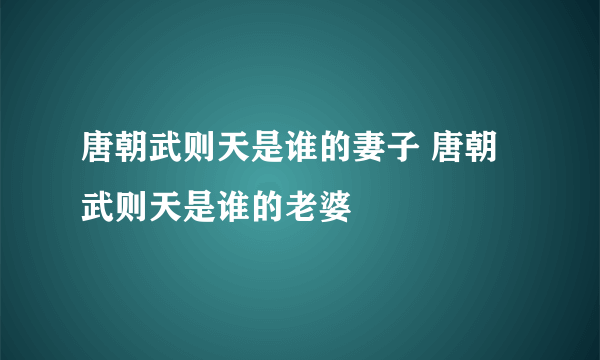 唐朝武则天是谁的妻子 唐朝武则天是谁的老婆